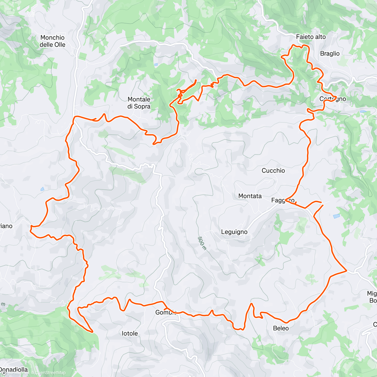 Map of the activity, Leguigno, Gombio, Tassobbio, Collina dei Cavalli, Trinità, Pianzo, pranzo a Cortogno