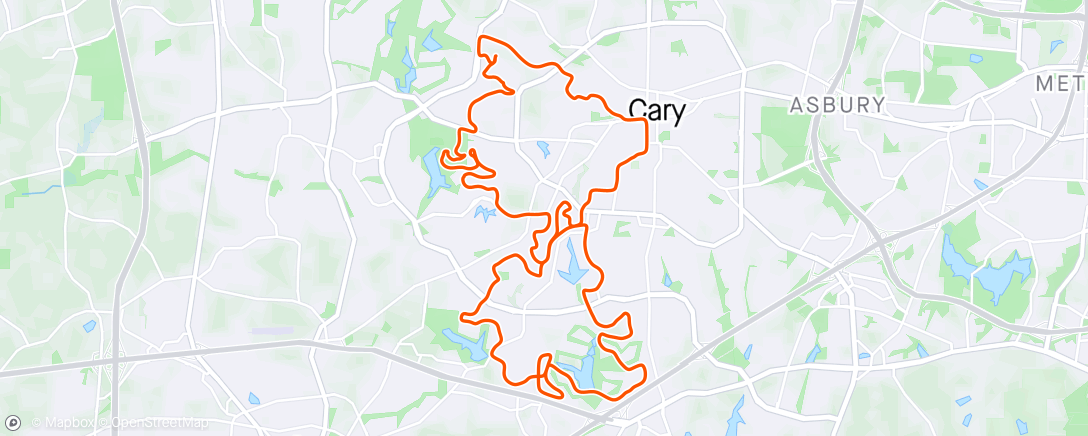 Map of the activity, Cary - Road Bike - Cyclemeter