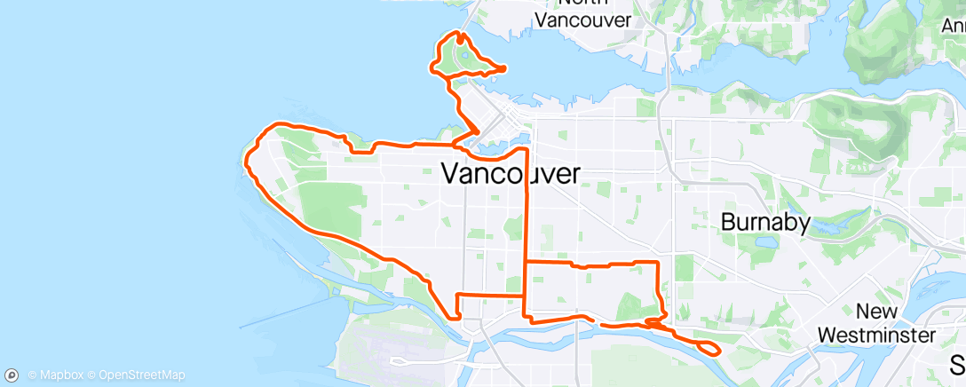 Map of the activity, Park laps then dawgs then riding solo into the night 🚴🏻‍♀️🌭 🌖