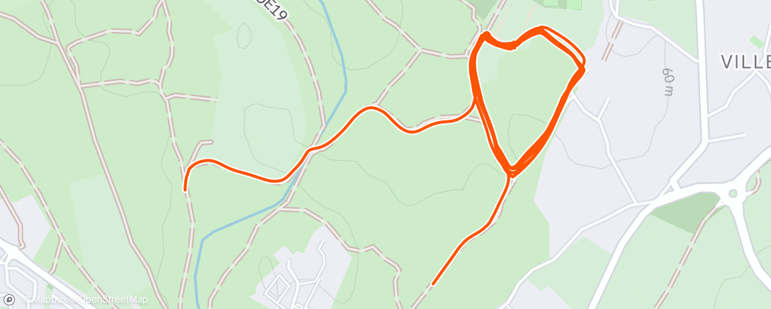 Map of the activity, CRC - (1km / R=1'30) x5