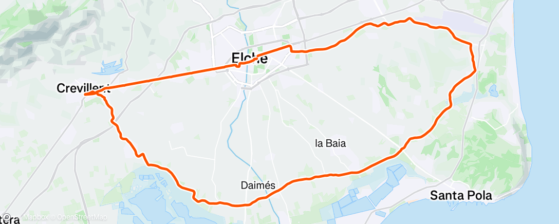 Map of the activity, Bicicleta por la tarde