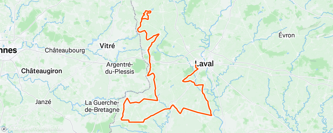 Map of the activity, Sortie vélo le midi
