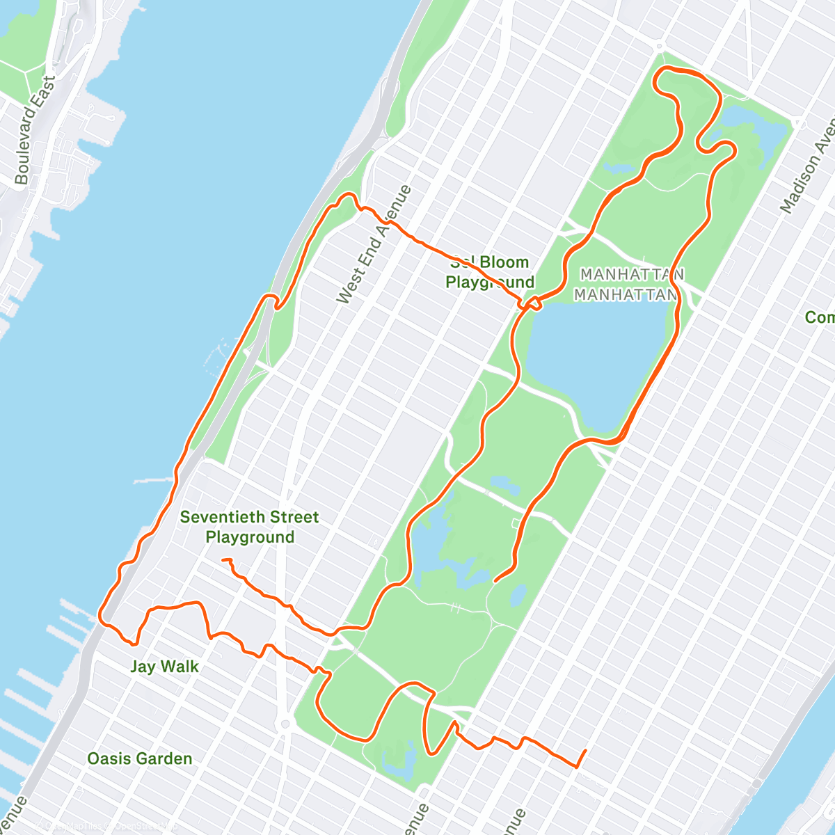 Map of the activity, Easies with Central Park Running Club...keep going...
