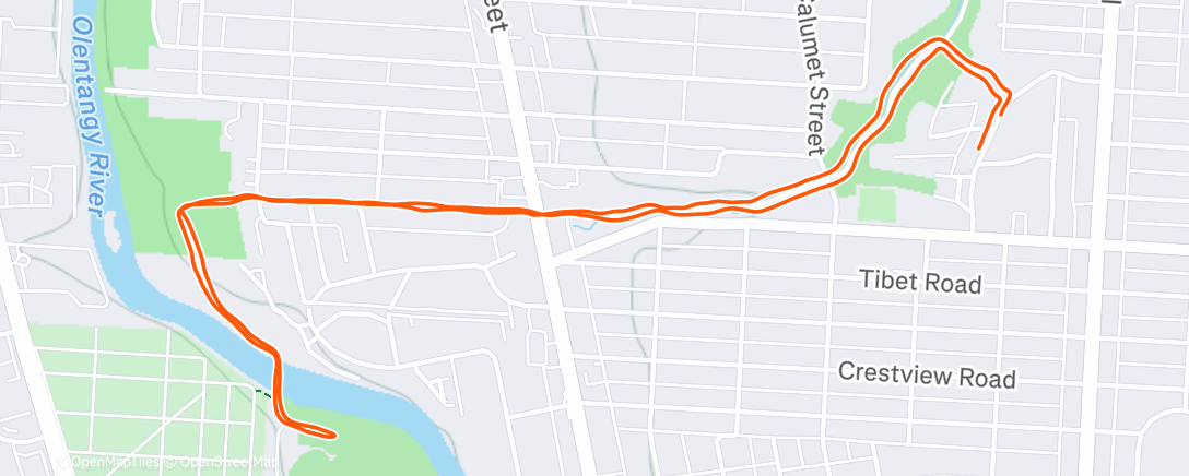 Map of the activity, Afternoon Run