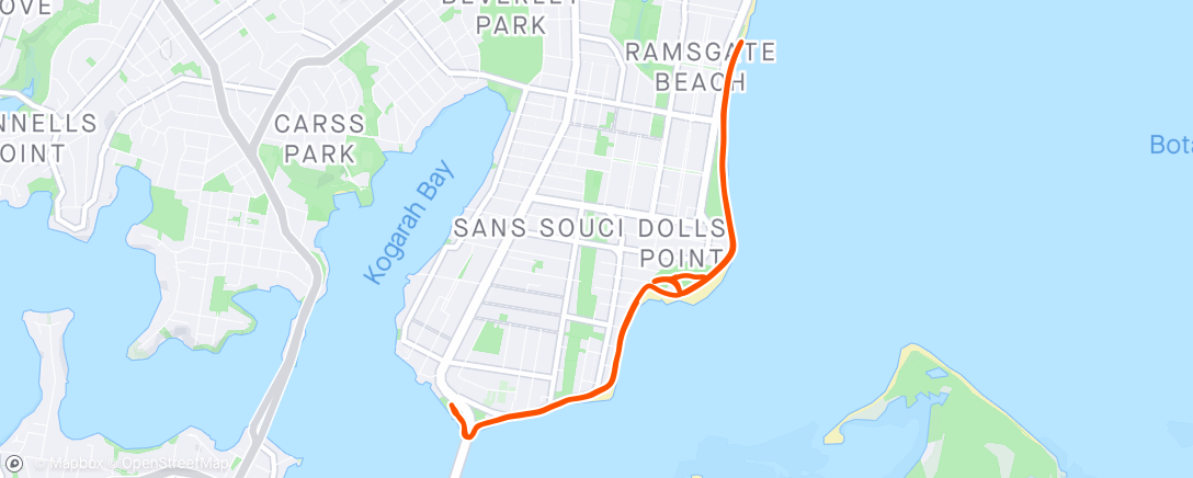 Mapa da atividade, Slow and steady 10km incorporating Dolls Point Parkrun 💚