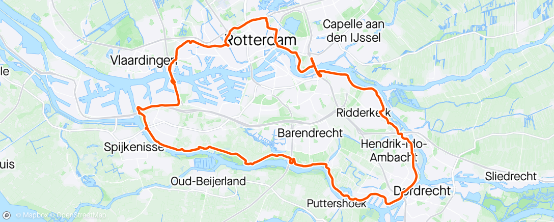 Kaart van de activiteit “Rondje Ridderkerk/Ongeluk/Hoogvliet”