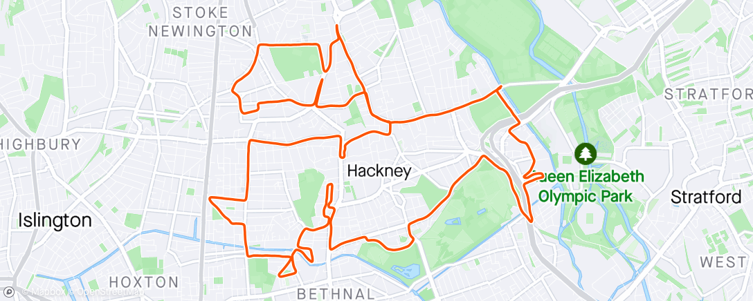 Kaart van de activiteit “Hackney Half”