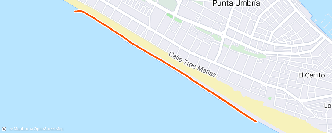 Map of the activity, Carrera muy pesada en la playa