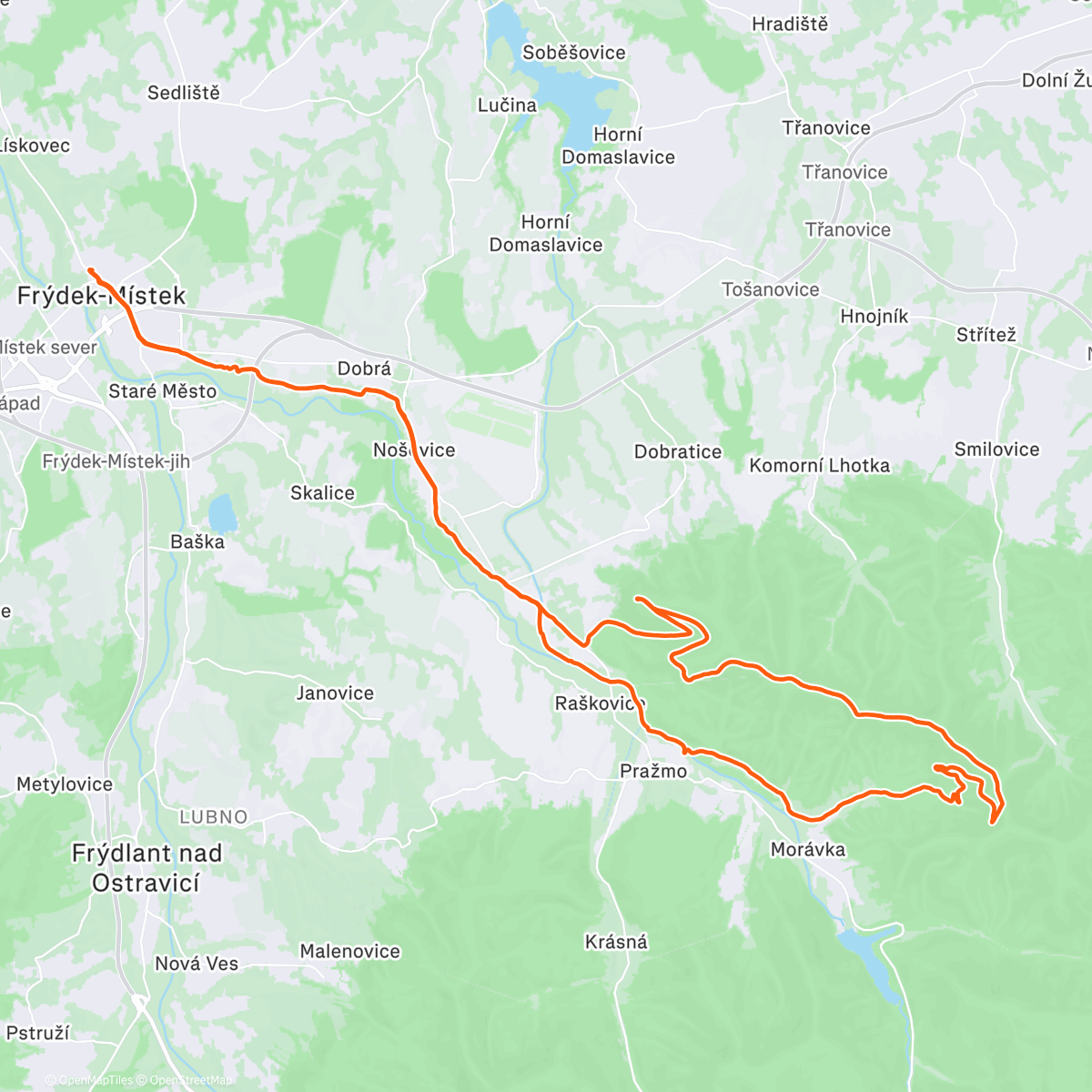 Карта физической активности (Zimni hřebenovka = Pod Velkým Lipovým-Ropička-Prašiva)