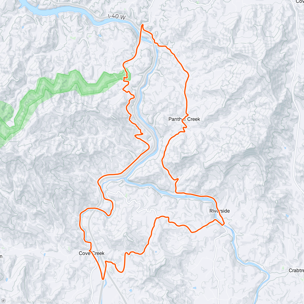 Map of the activity, Panther Creek Ride