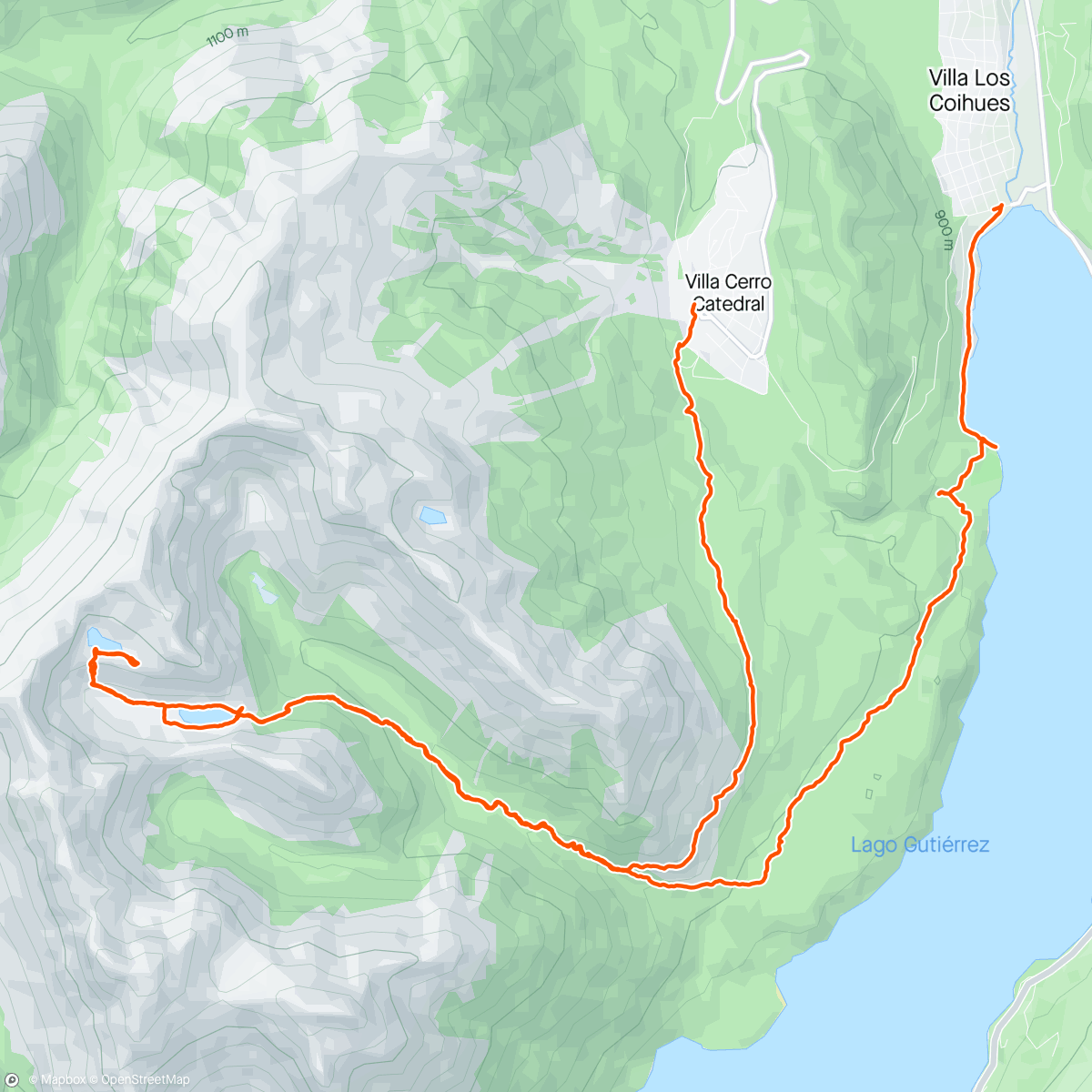 Map of the activity, Refugio Frey + Laguna Schmoll