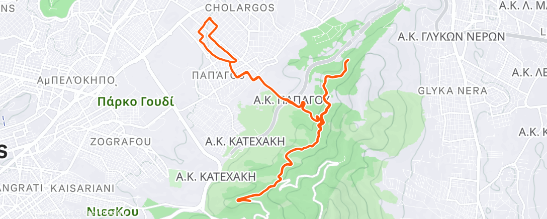 Map of the activity, Afternoon Run