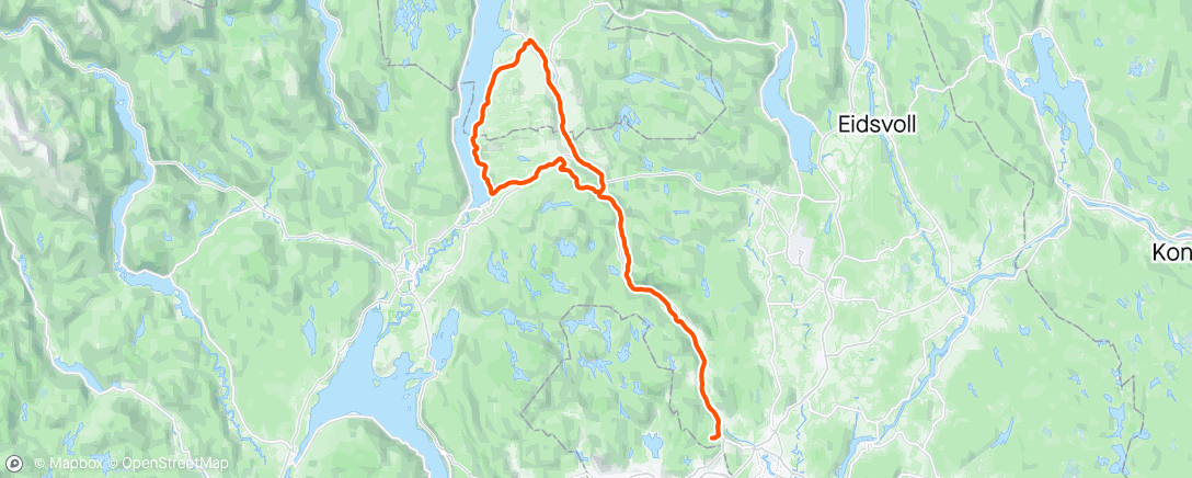 Map of the activity, Hadeland:  Brandbu - Jevnaker - Grua