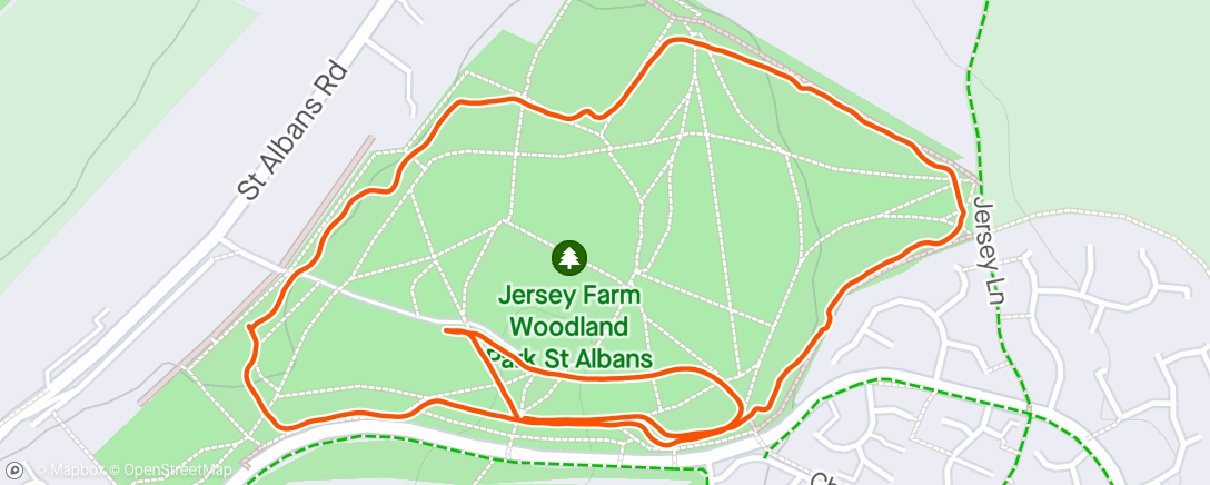 Mapa da atividade, Jersey Farm parkrun course check - puddles