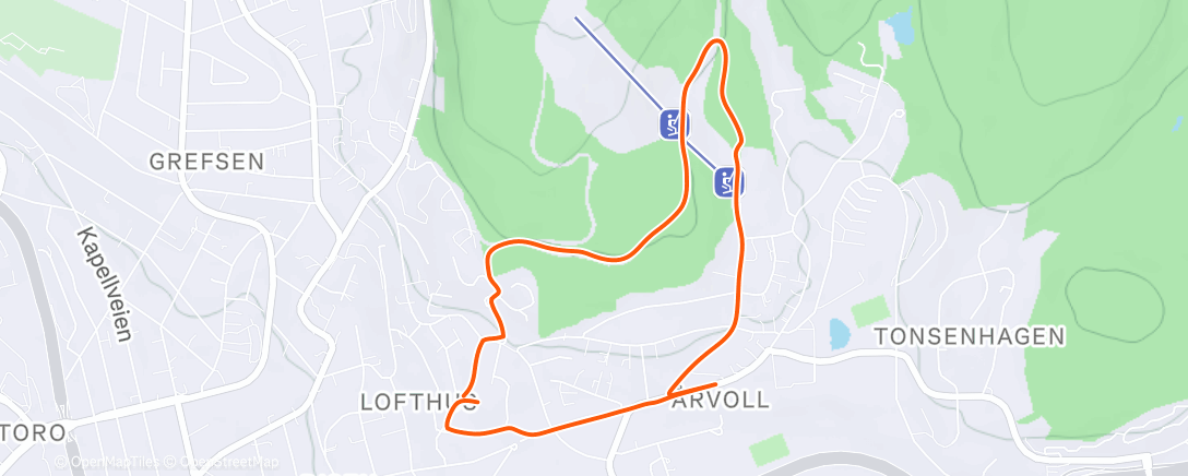 Map of the activity, Afternoon Run