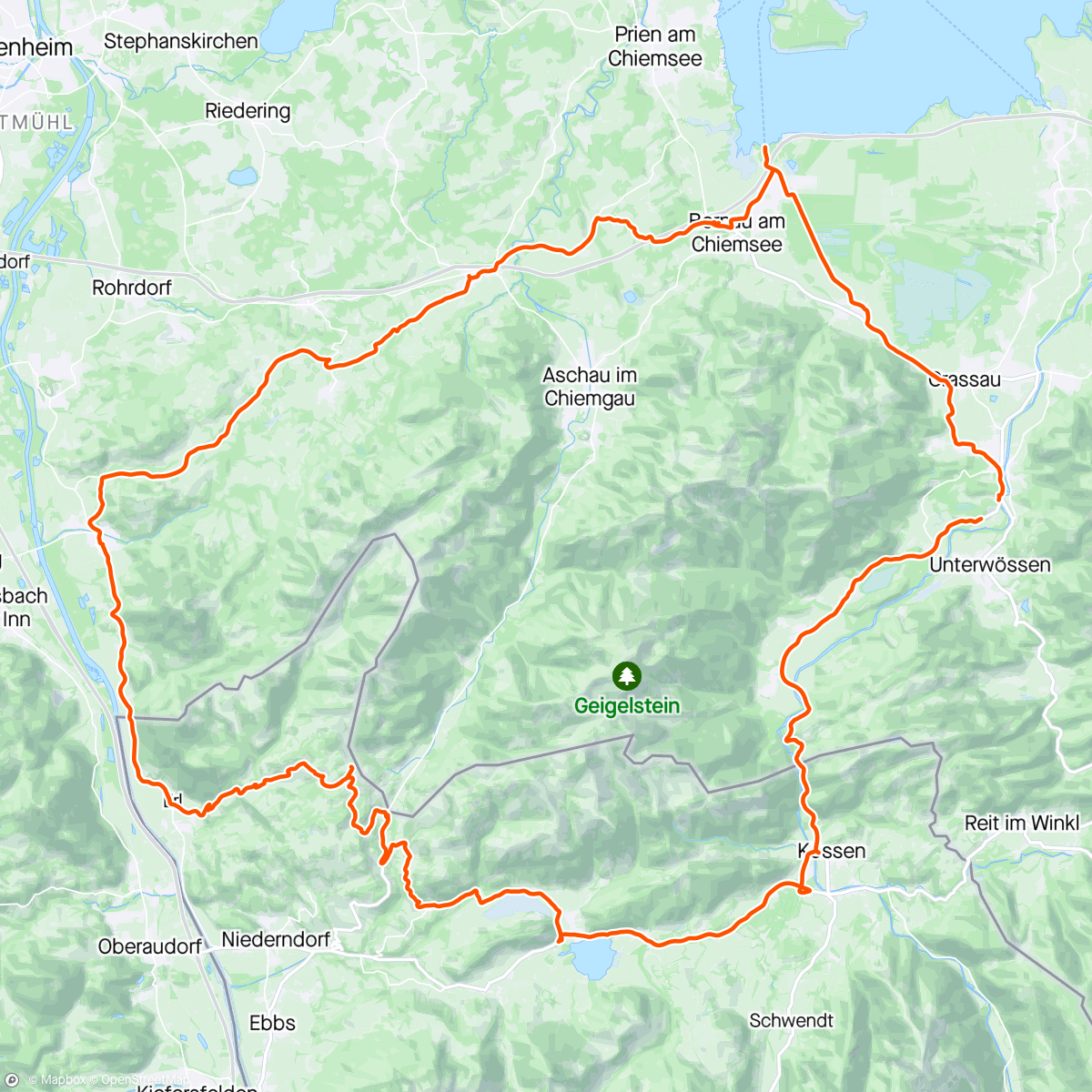Map of the activity, Walchsee, Chiemsee Runde
