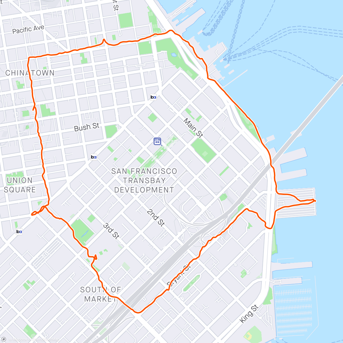 Map of the activity, San Francisco: Pre shift wander
