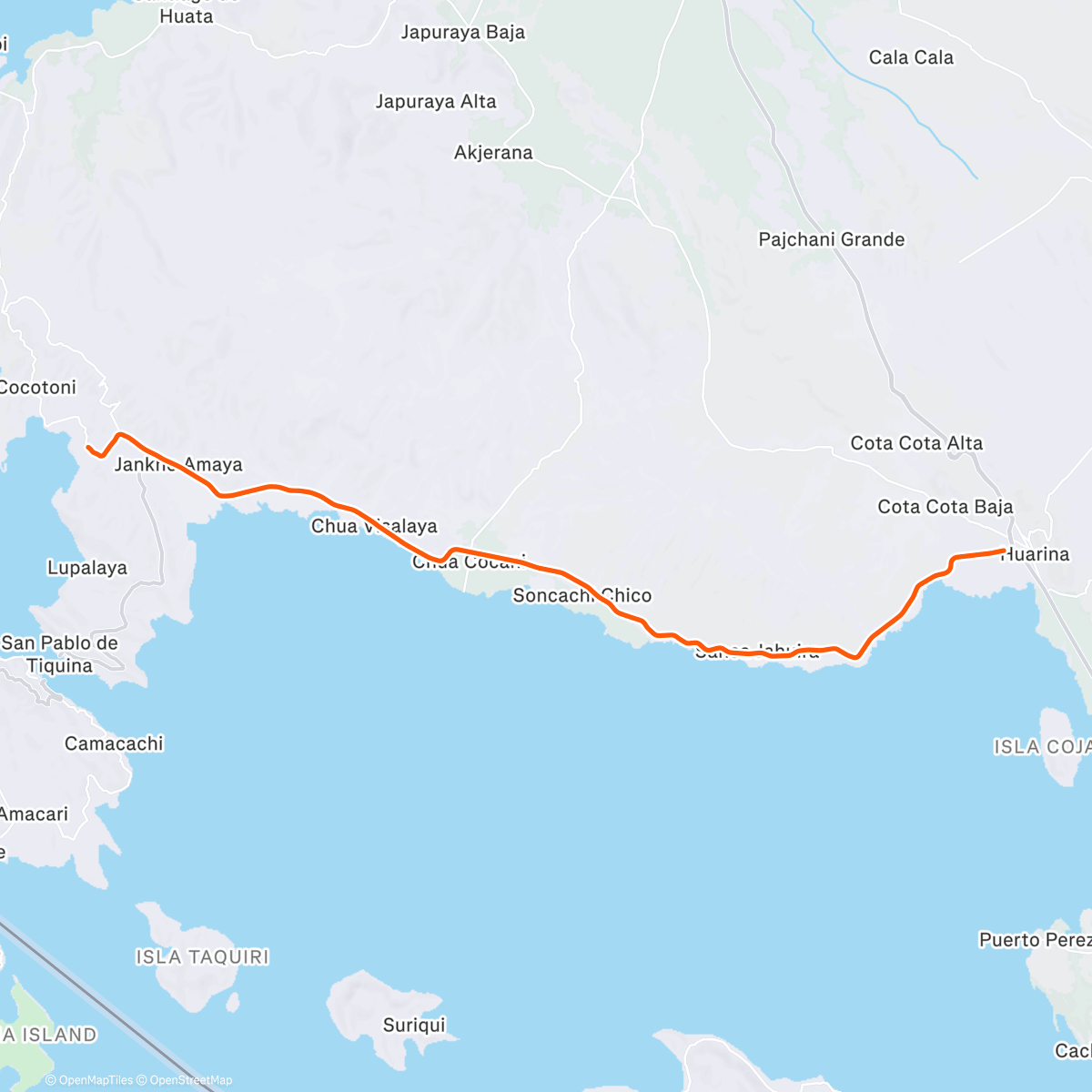 Map of the activity, ROUVY - Huarina to Watari | Bolivia