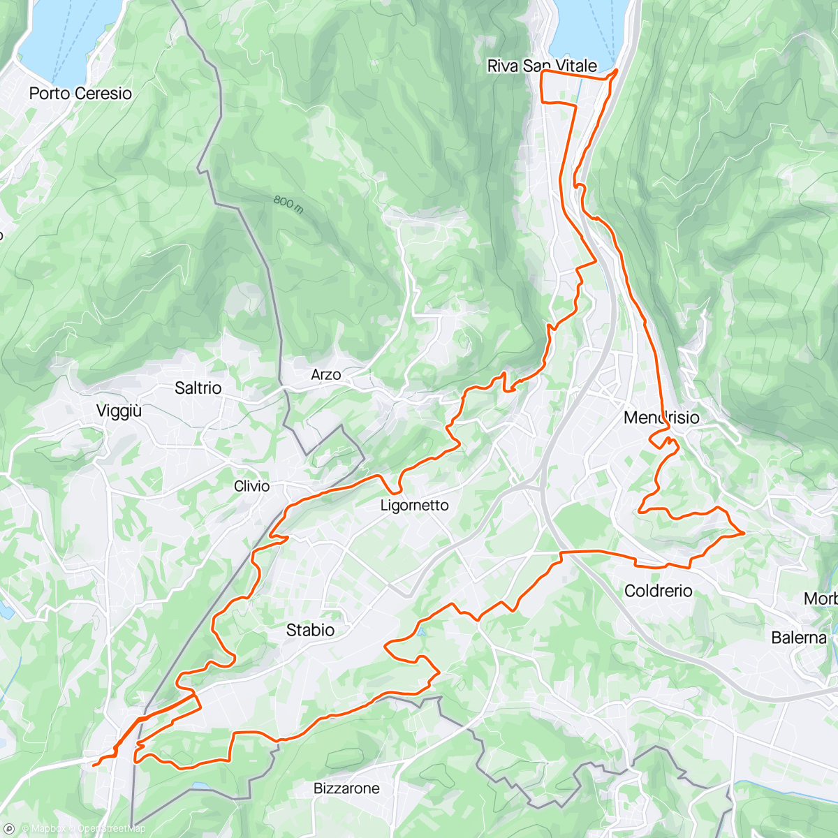 Map of the activity, MTB Piana del Laveggio