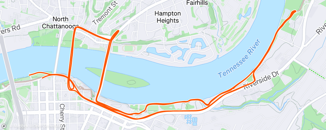 Map of the activity, 70.3 Chattanooga