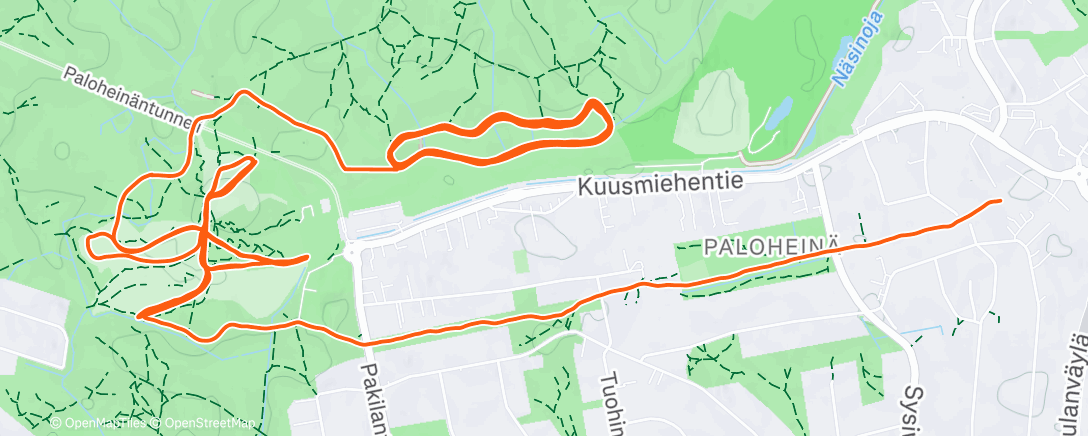 Map of the activity, Perhelenkki, kevyt tasuri + sauvakävely