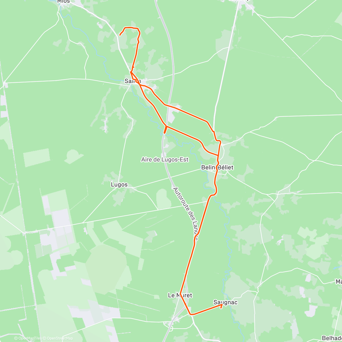 Map of the activity, Lunch Ride