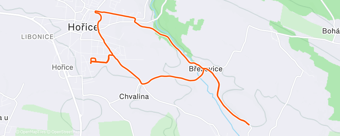 Map of the activity, Afternoon Run