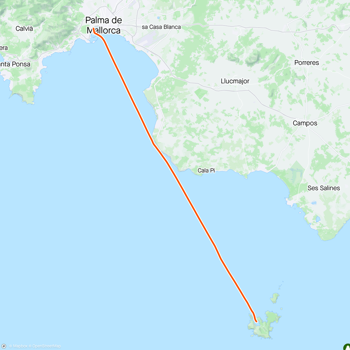 Map of the activity, Cabrera to Palma, Spain Sail