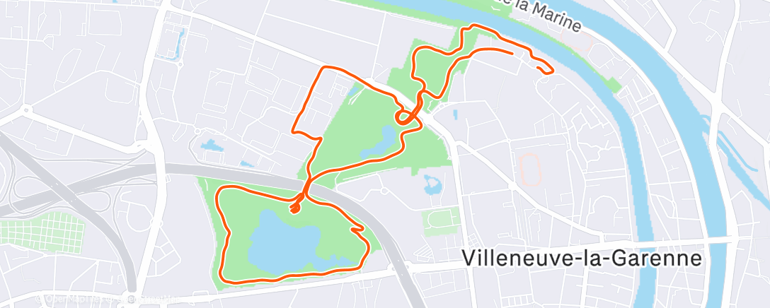 Map of the activity, Course à pied le midi