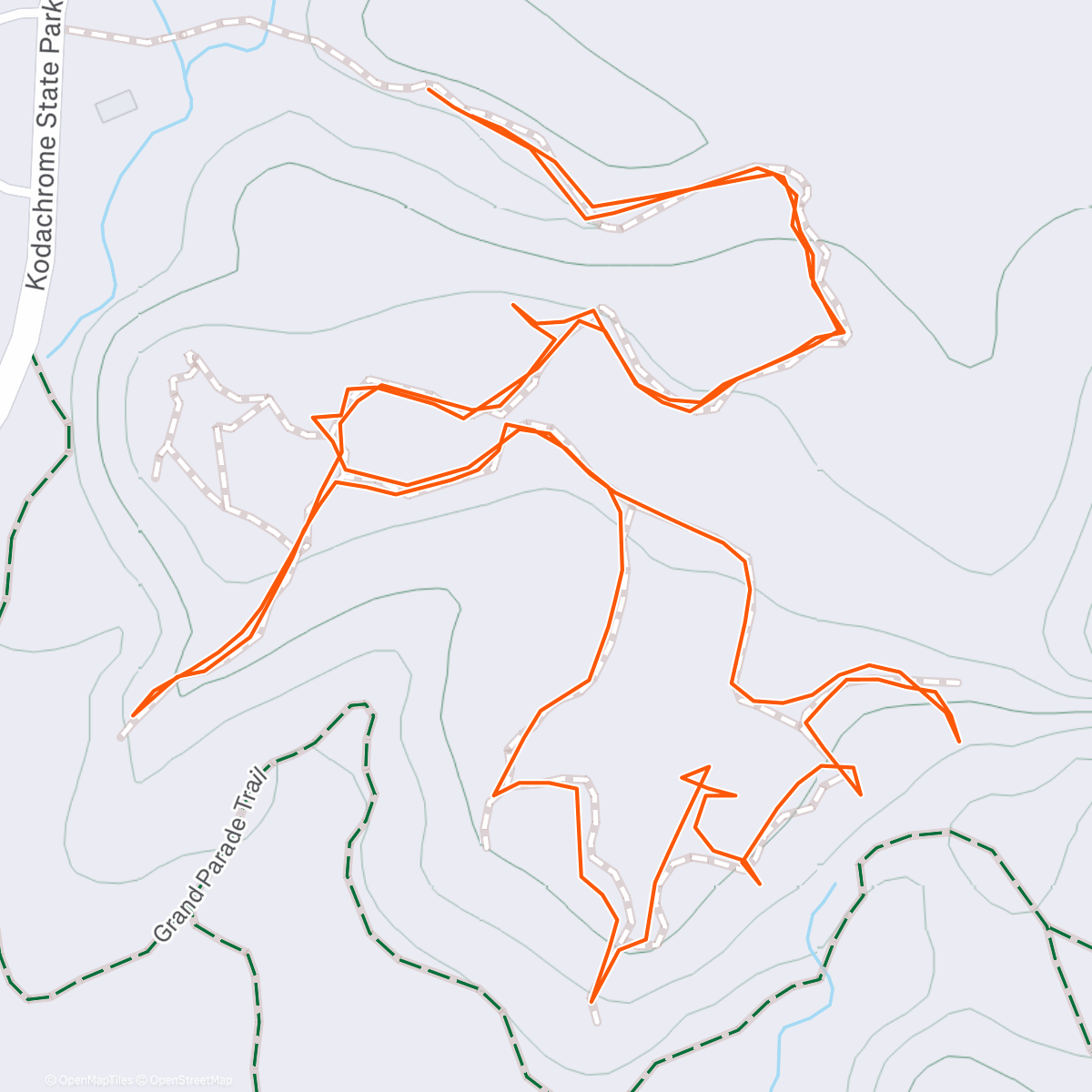 Map of the activity, Kodachrome basin - Angels palace trail