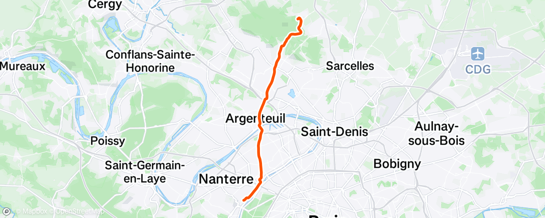 Map of the activity, Sortie vélo le matin