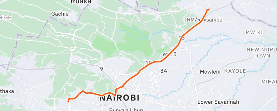 Map of the activity, Night stretch to home