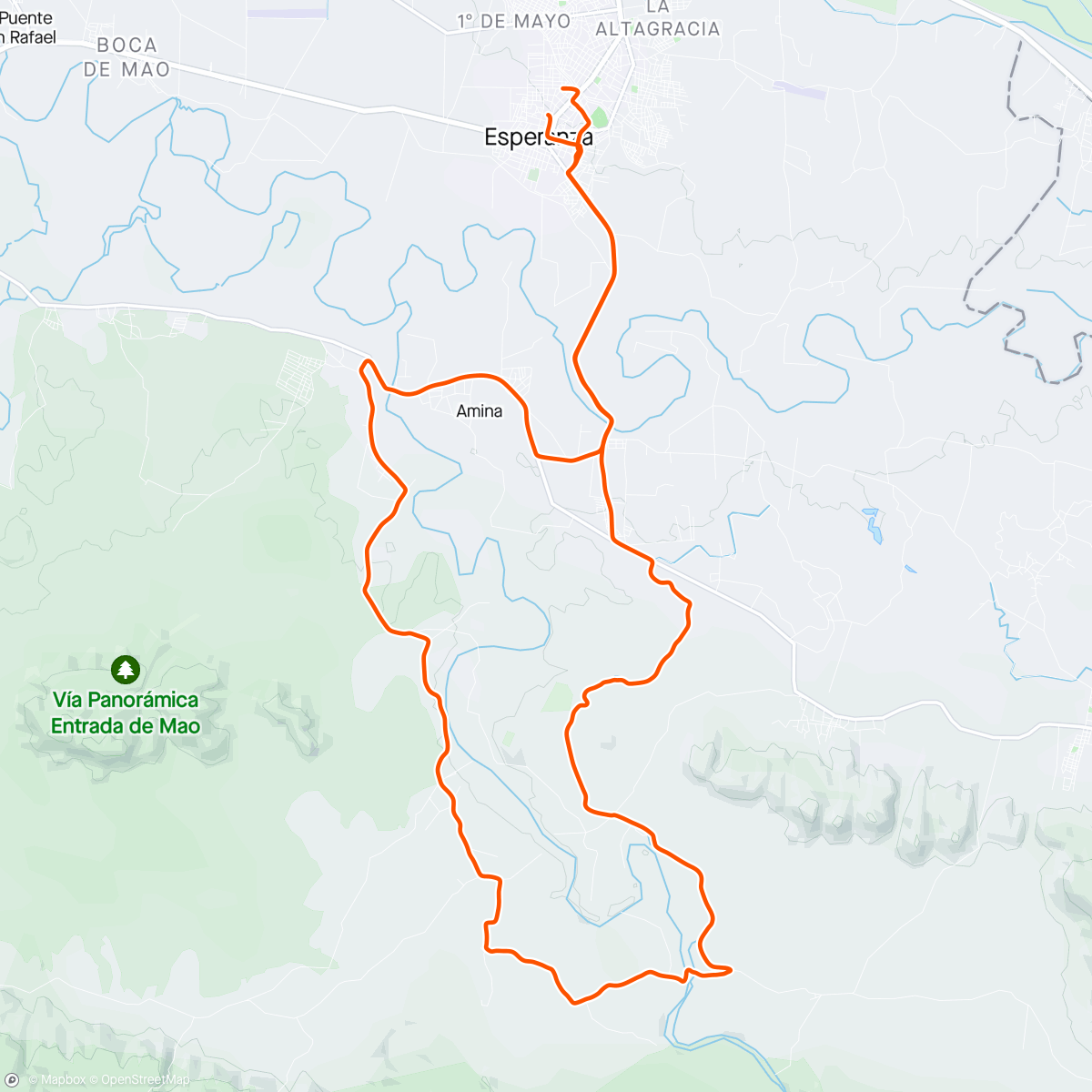 Map of the activity, Esperanza-Los Filpo-Potrero-Entrada de Mao-Amina.