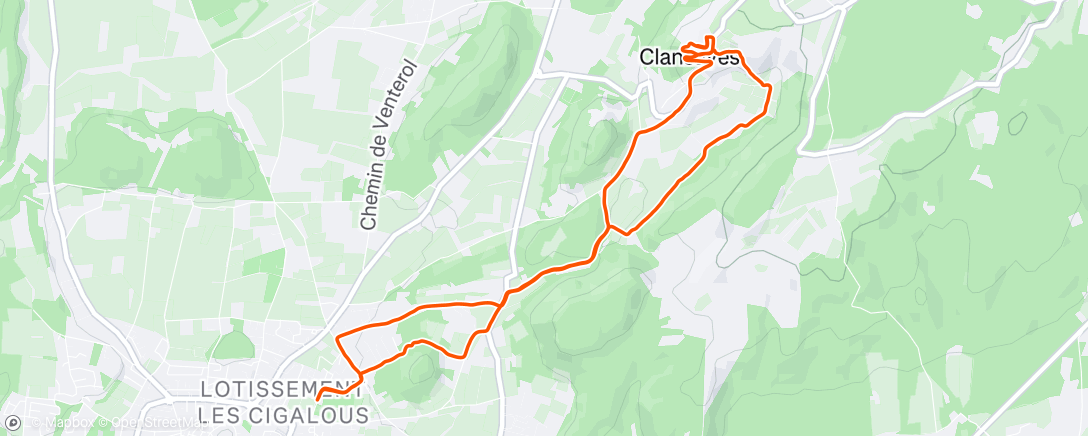 Map of the activity, Course à pied le matin