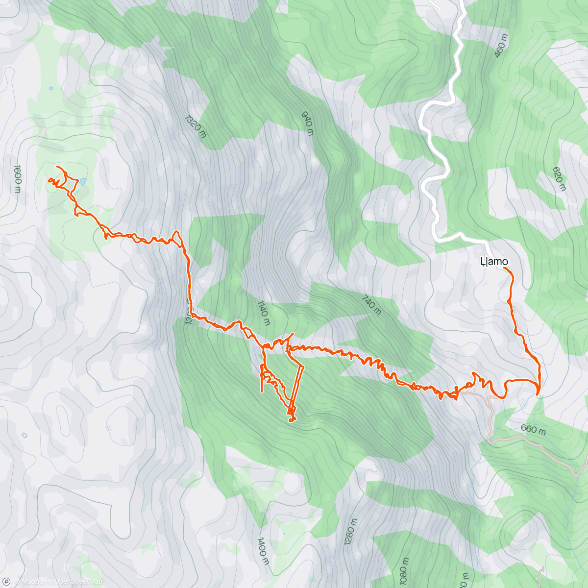 Map of the activity, Llamo - Minas de Texeo - Pico Santiago - Llamo