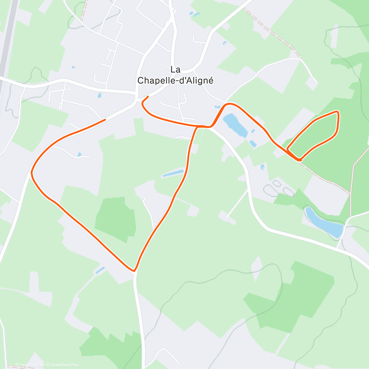 Map of the activity, Course à pied le midi