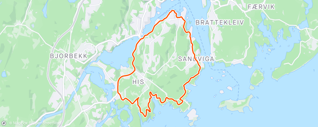Map of the activity, Another epic morning run around Hisøy ☀️