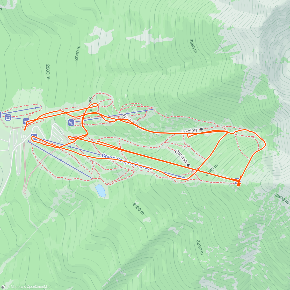 Map of the activity, Snowbowl 71