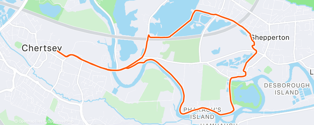 Карта физической активности (Sheepwalk Lake and Shepperton Lock Loop Clockwise)