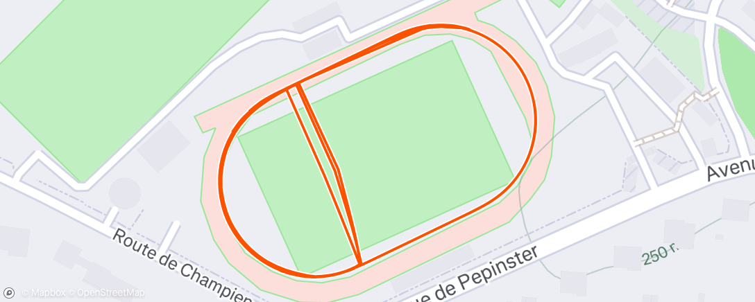 Map of the activity, Course à pied en soirée