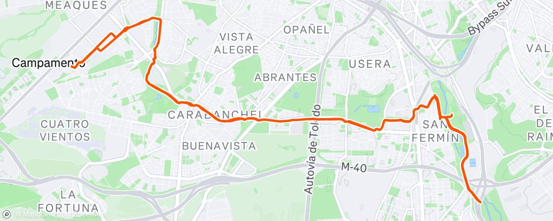 Map of the activity, Evening Ride