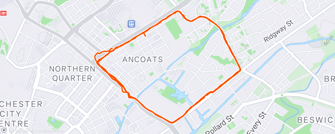 Map of the activity, Afternoon Run