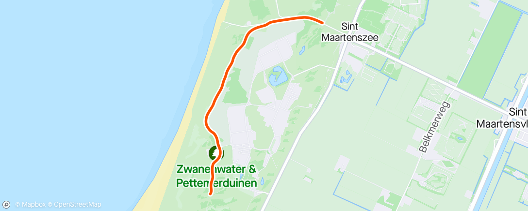 アクティビティ「Lopen door de duinen」の地図