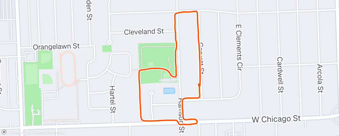 Map of the activity, Evening Run