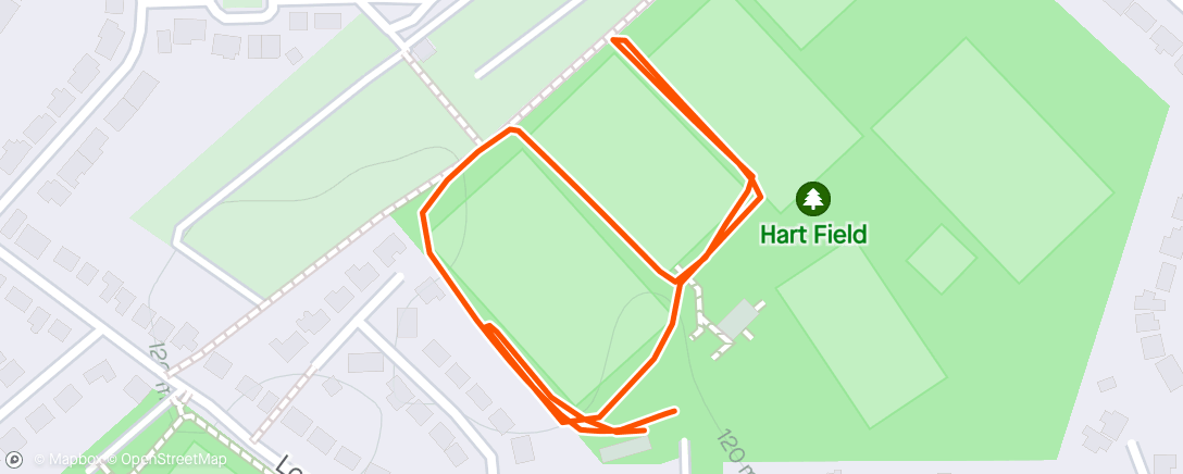 Map of the activity, Cooldown round Rugby fields