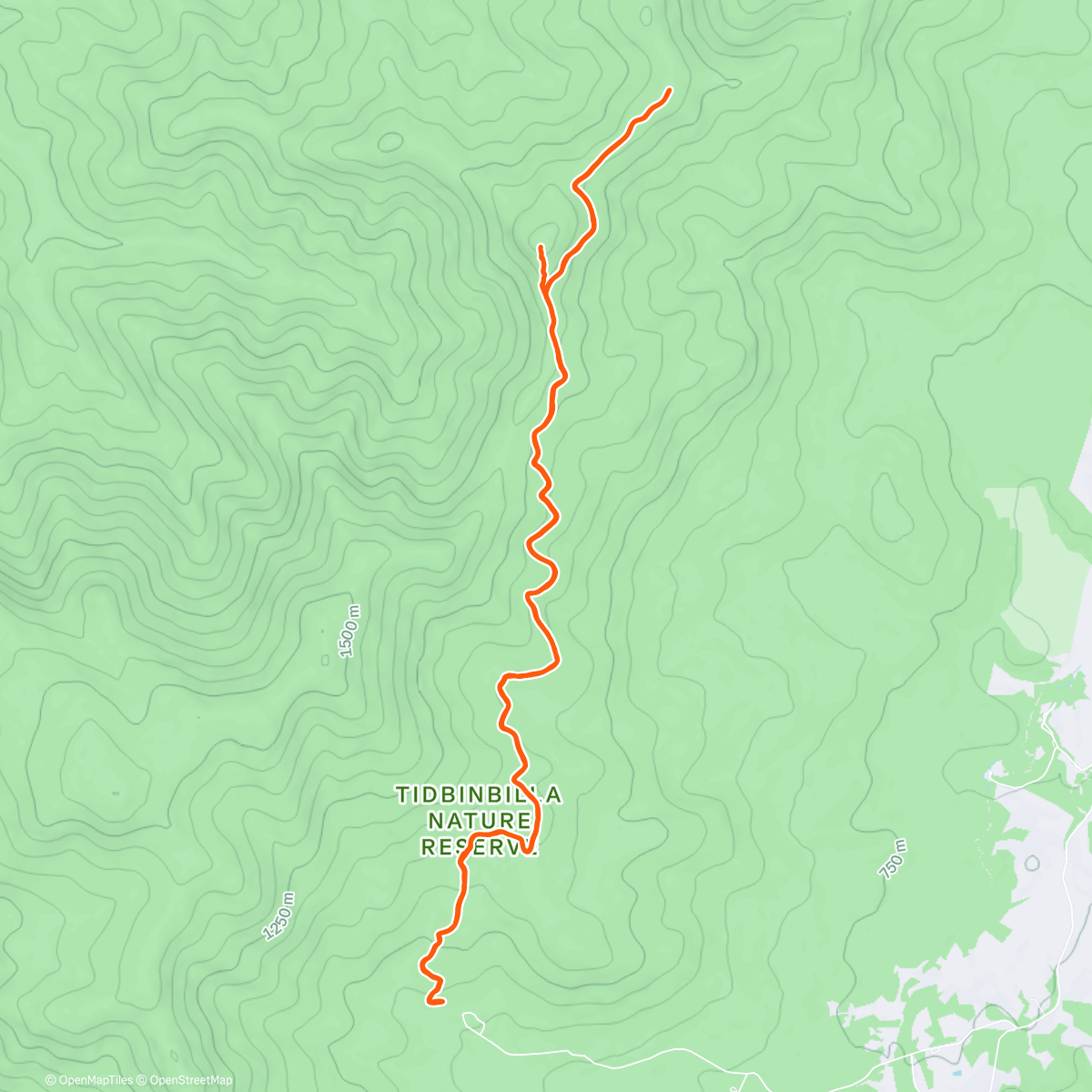 Map of the activity, Tidbinbilla Camels Hump