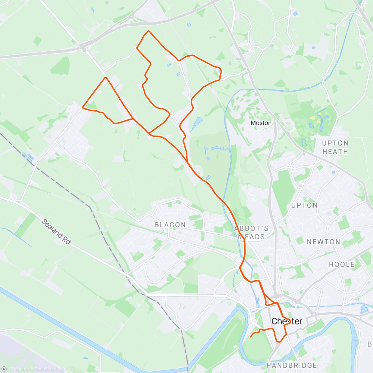 Map of the activity, Chester half marathon
