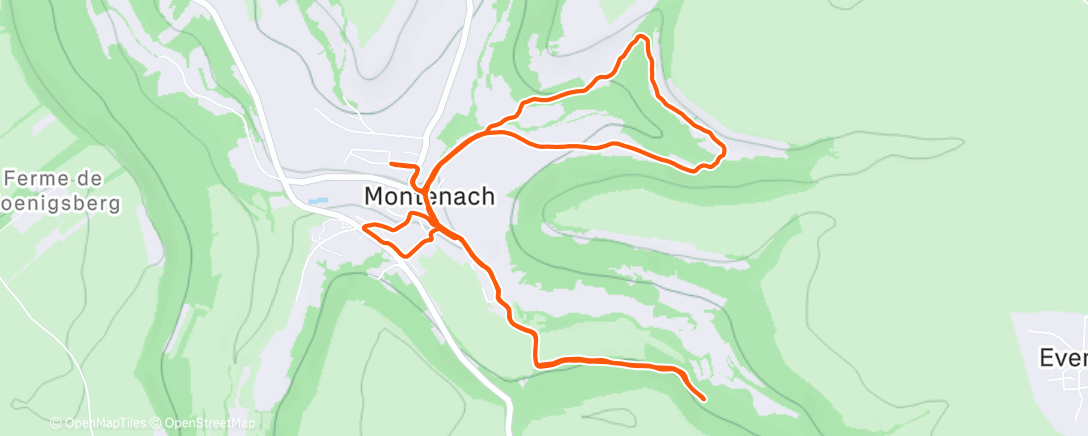 Map of the activity, Afternoon Run
