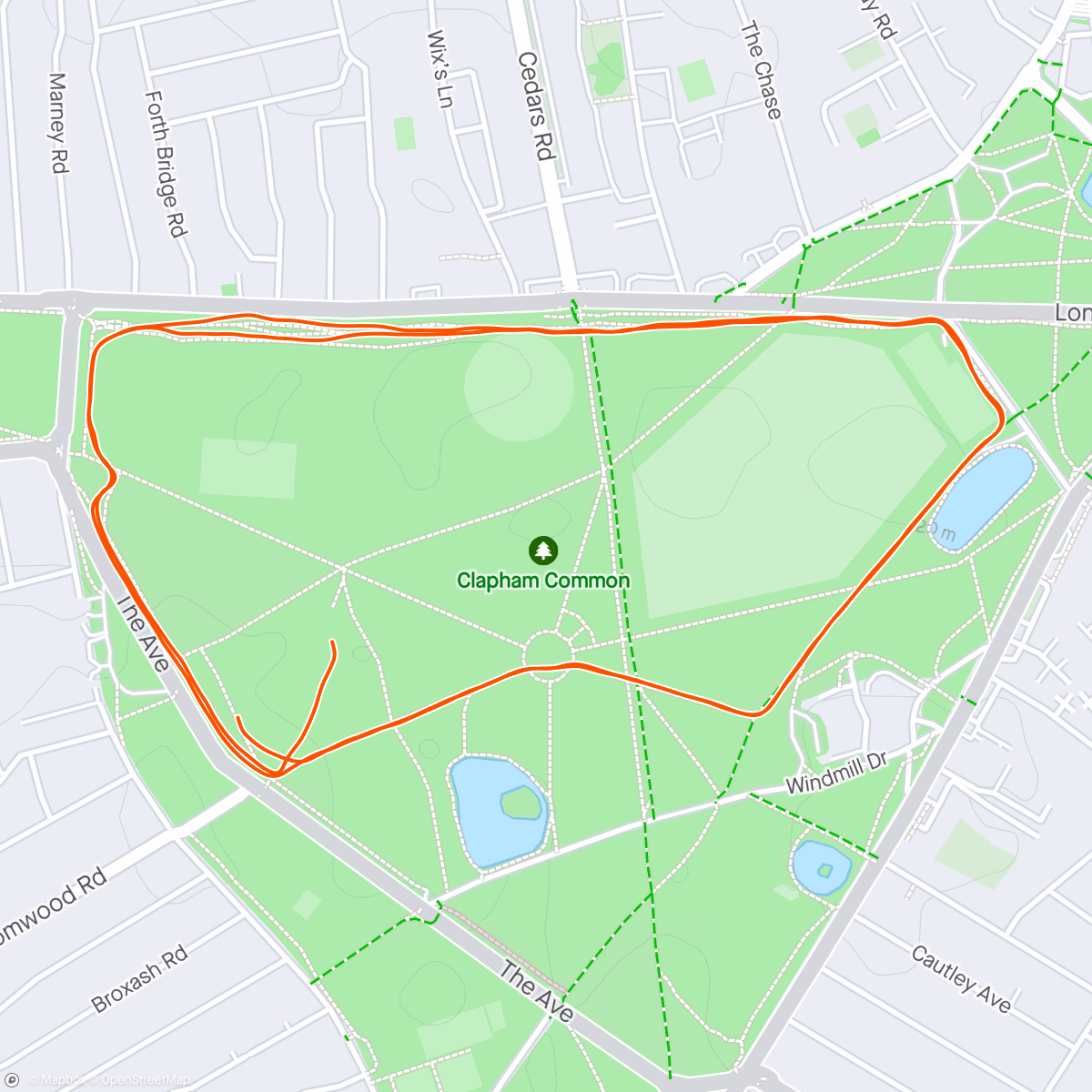 Map of the activity, Clapham Common parkrun #332 @139