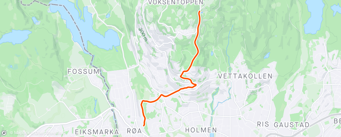 Map of the activity, Wednesday Evening Run